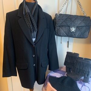 Vintage Black Coat blazer wool /cashmere blend